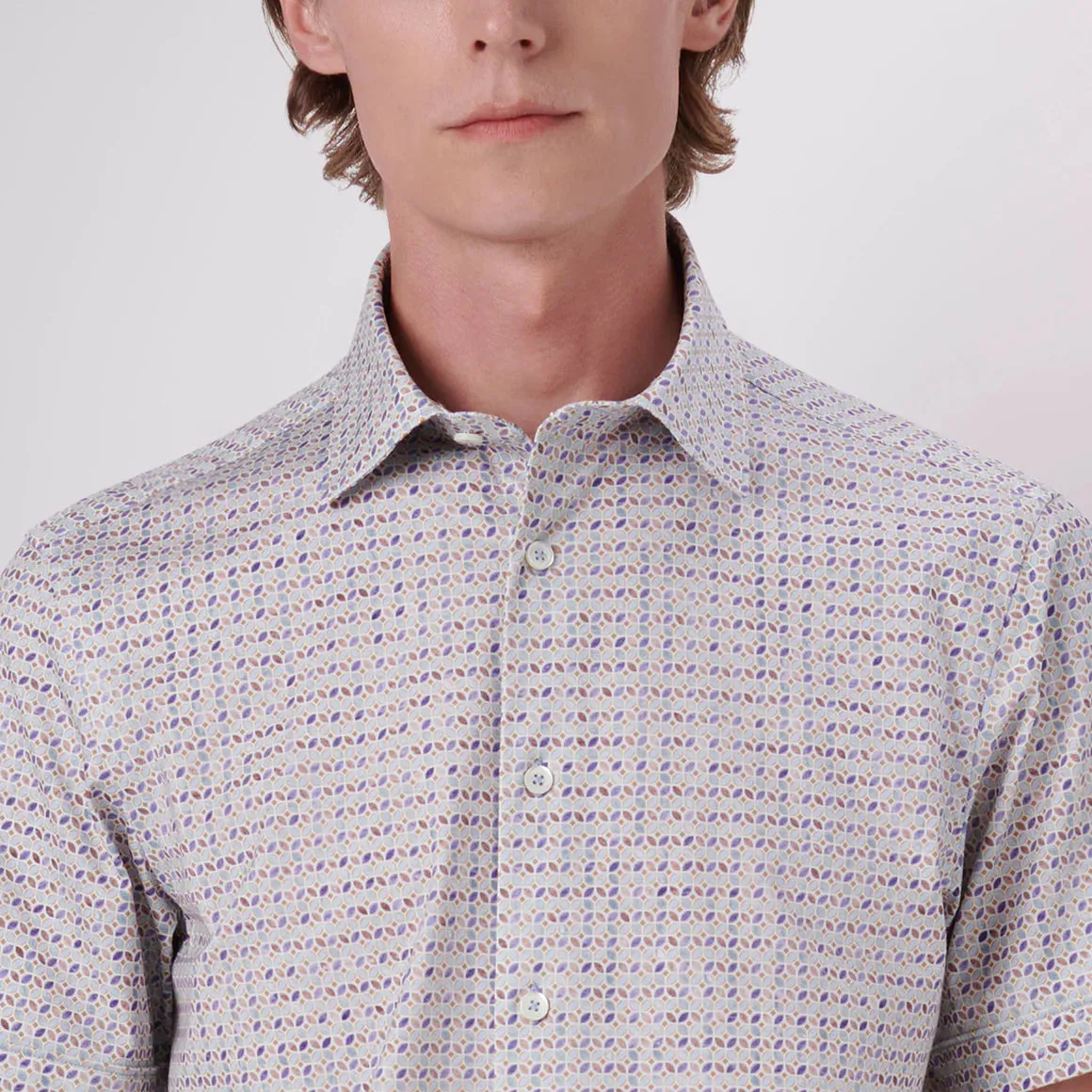 Men's Bugatchi | Miles Geometric Print  OoohCotton® | Aloe