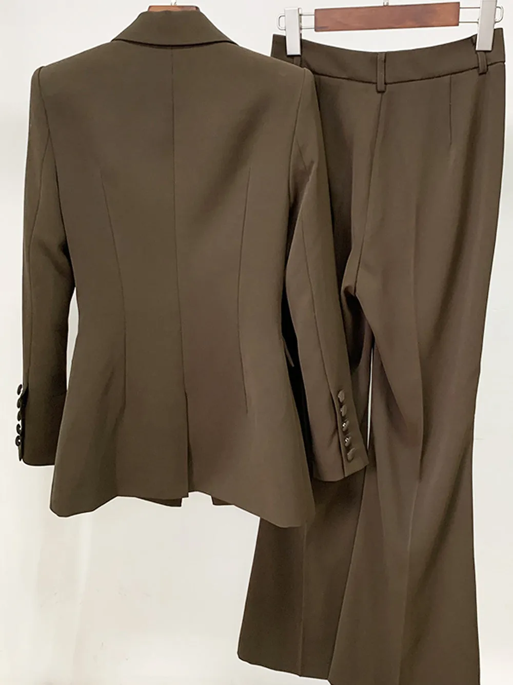 NAOMA Blazer & Flared Pants Set in Brown