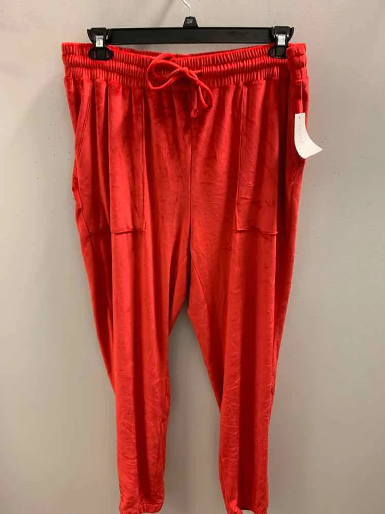 NWT Size XL CHARTER CLUB BOTTOMS Red Velour JOGGER Pants