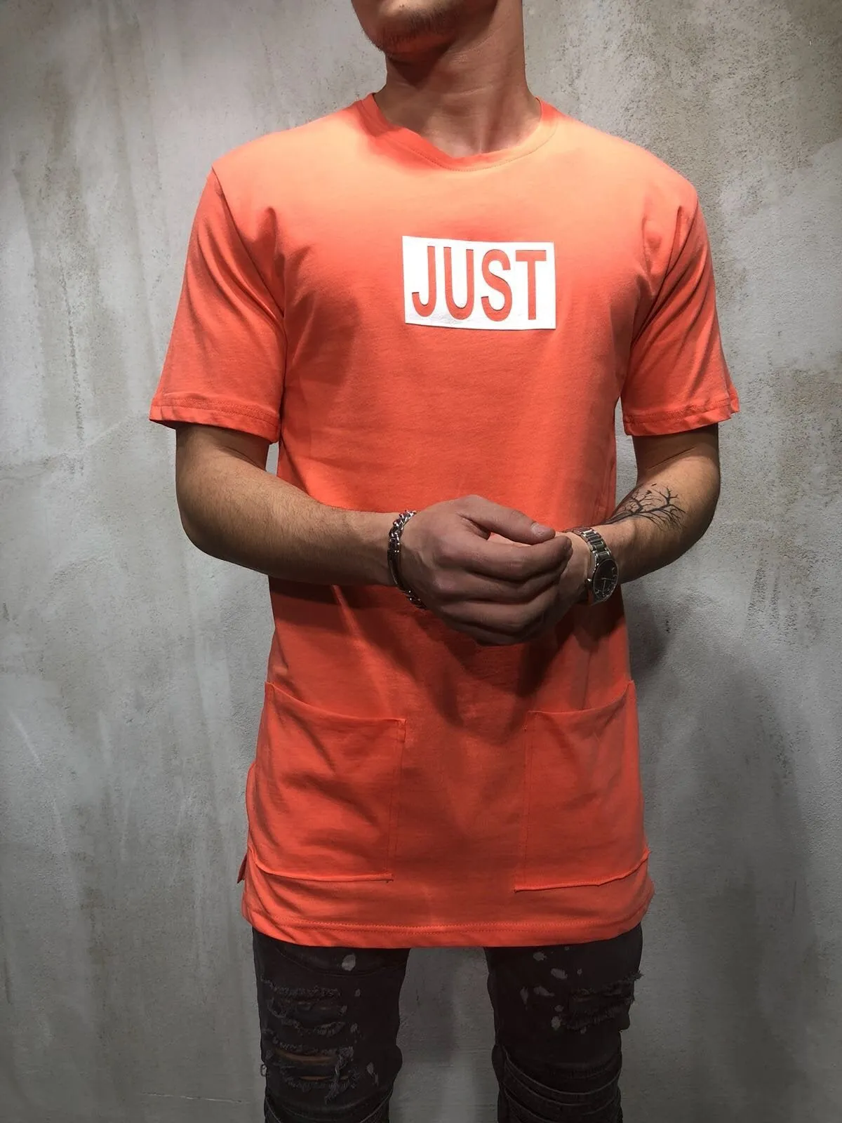 Orange Printed Oversize T-Shirt A17 Streetwear T-Shirts