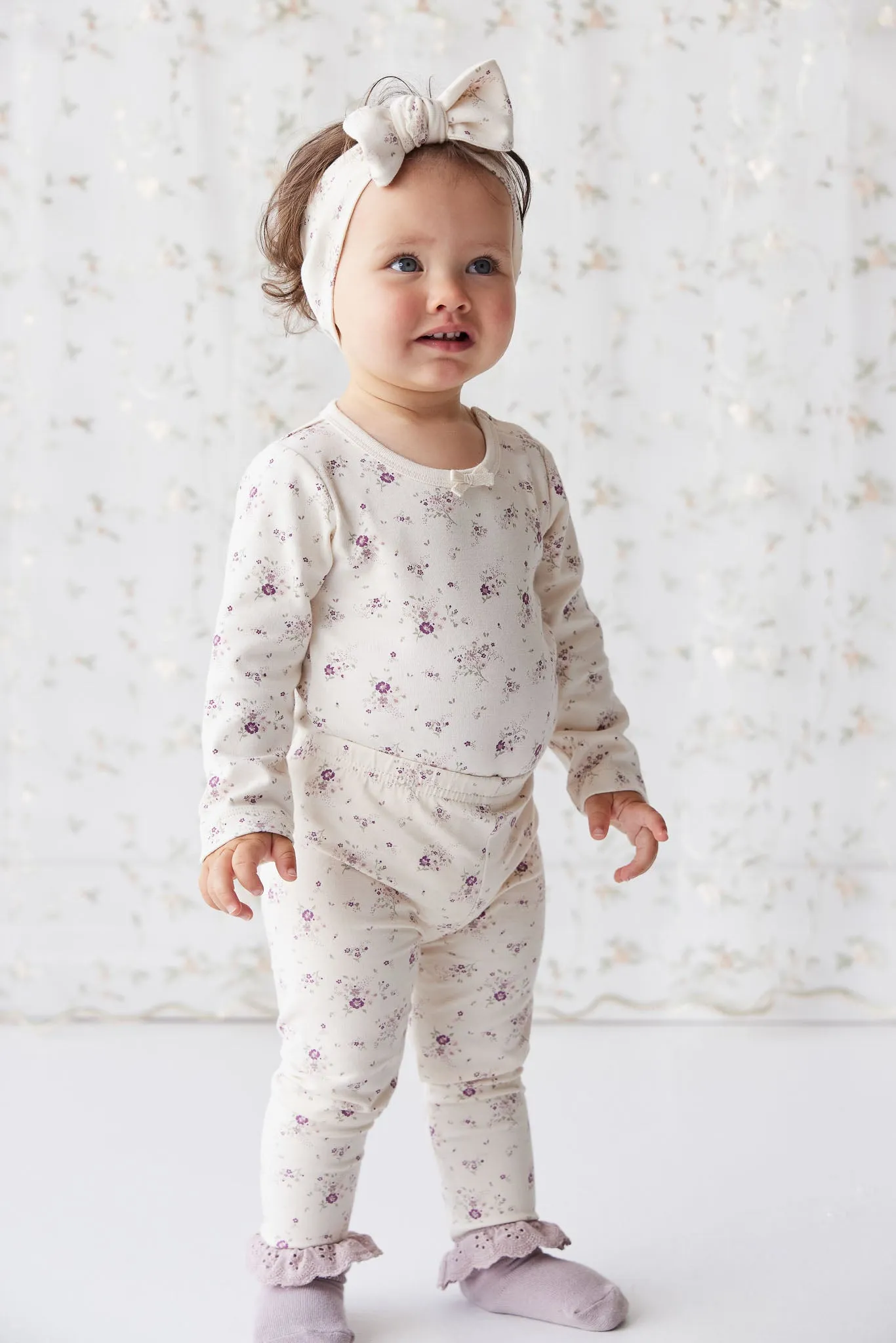 Organic Cotton Everyday Legging - Sweet William Floral Natural