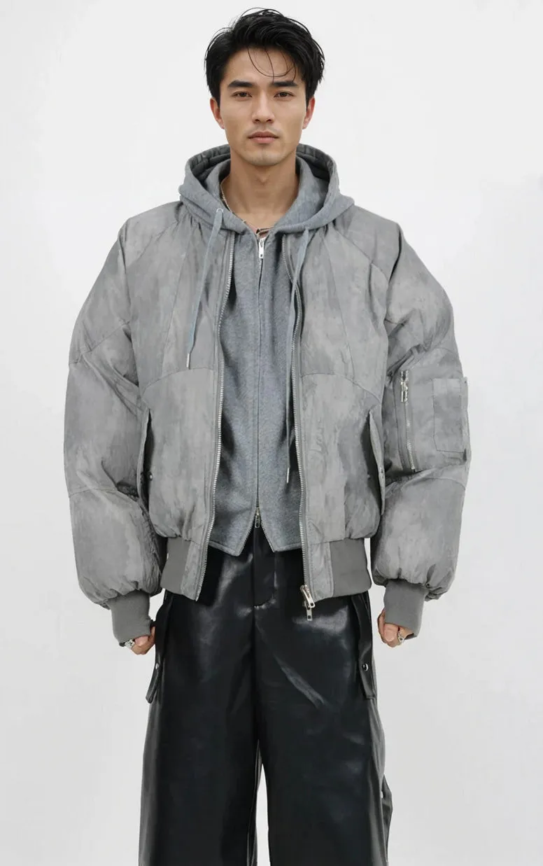 Oversized Mock Two-Piece Hooded Puffer Jacket