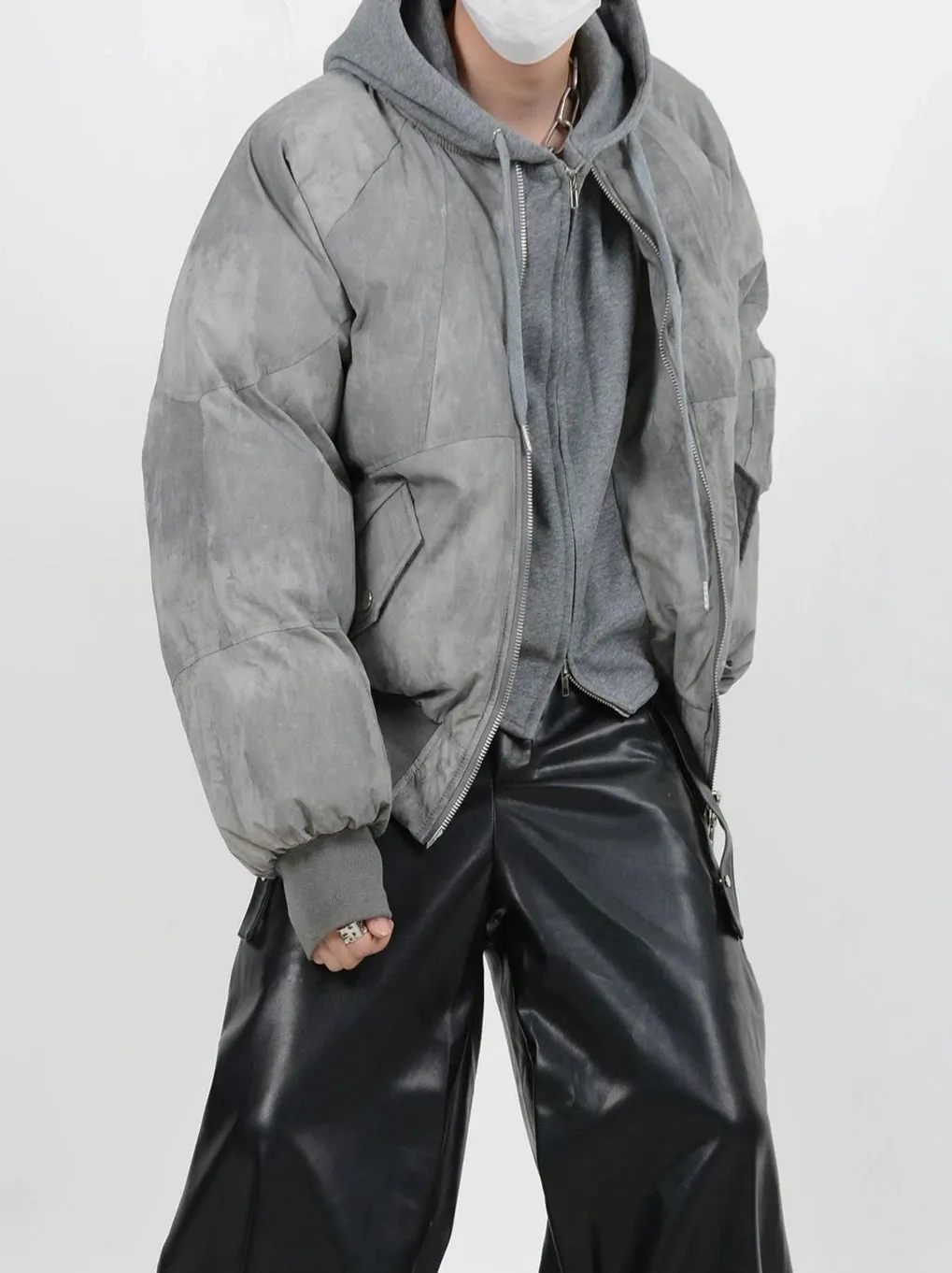 Oversized Mock Two-Piece Hooded Puffer Jacket