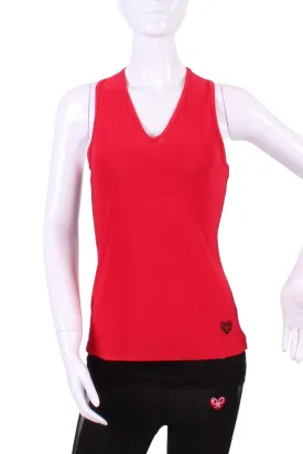 Red Vee Tank with Plain Solid Black Back