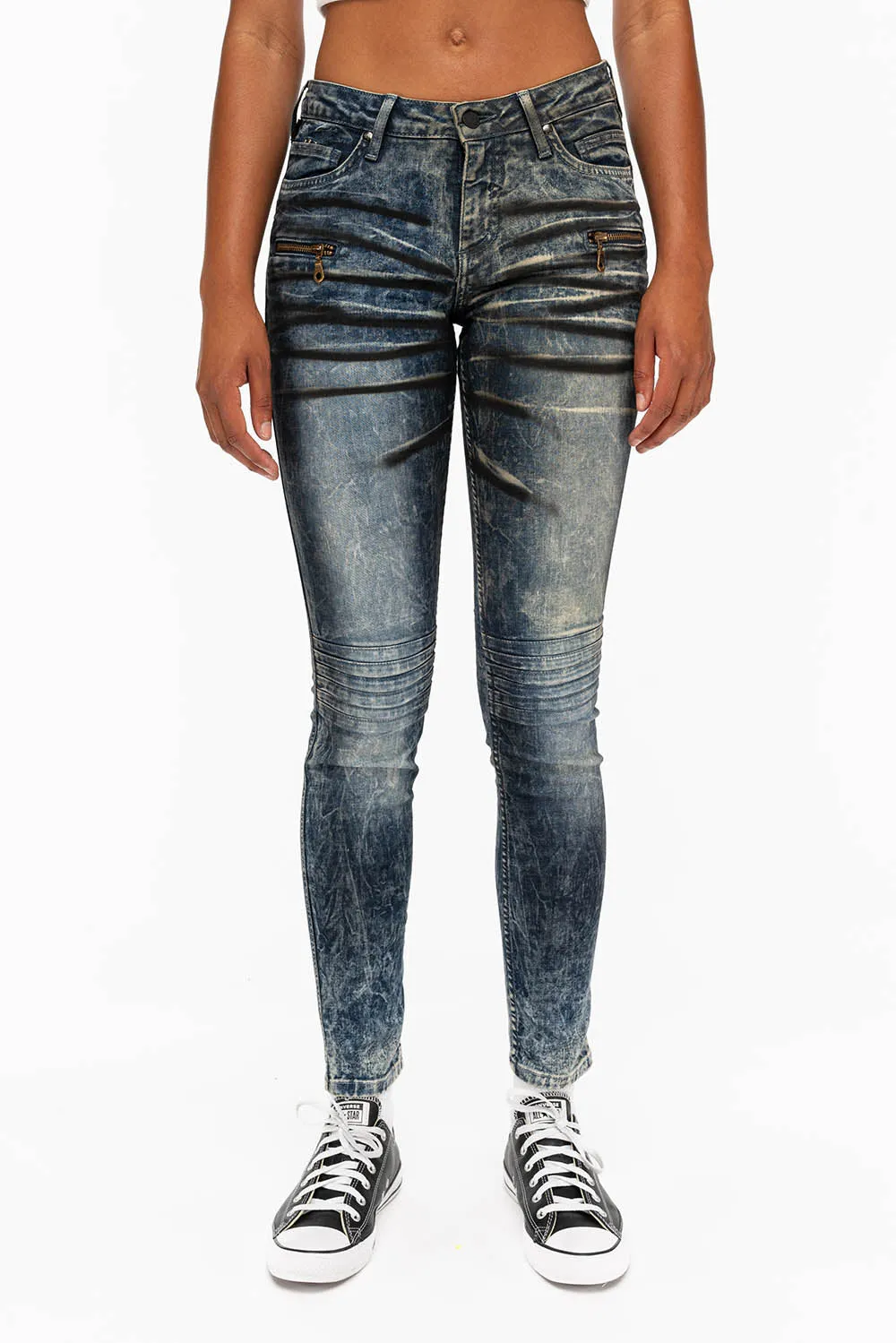 ROBIN'S BIKER WOMENS JEANS IN SILVER GHOST