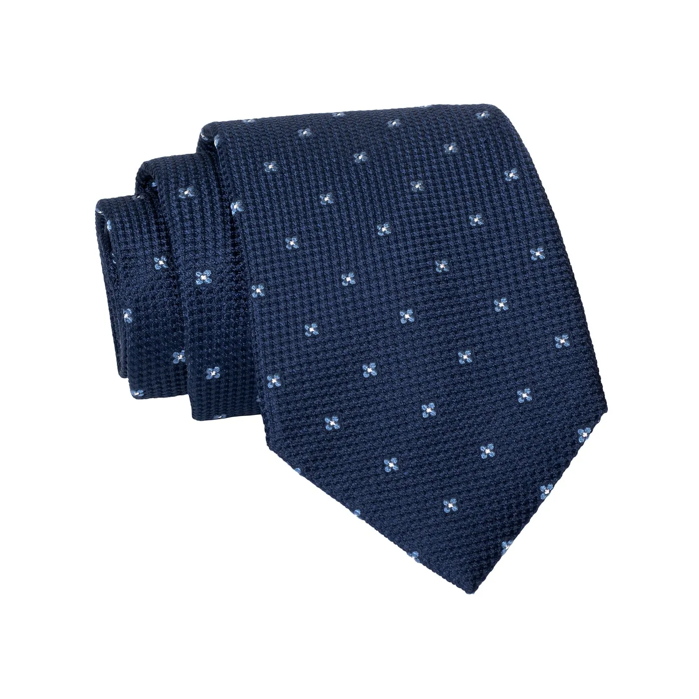 Seneca Falls Foulard Silk Tie, Navy / Light Blue