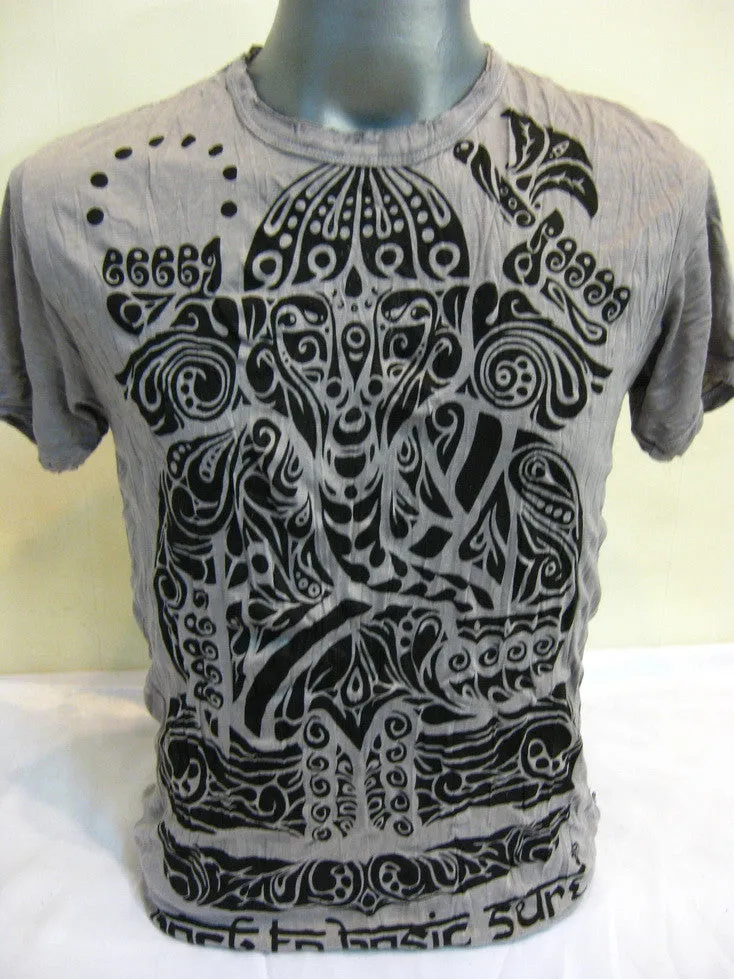 Sure Design Men's Tattoo Ganesh T-Shirt Gray